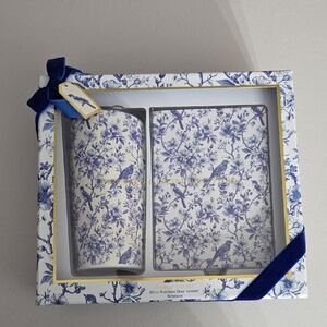 FRENCH CONNECTION Blue Floral Tumbler and Notebook Set, New In Box